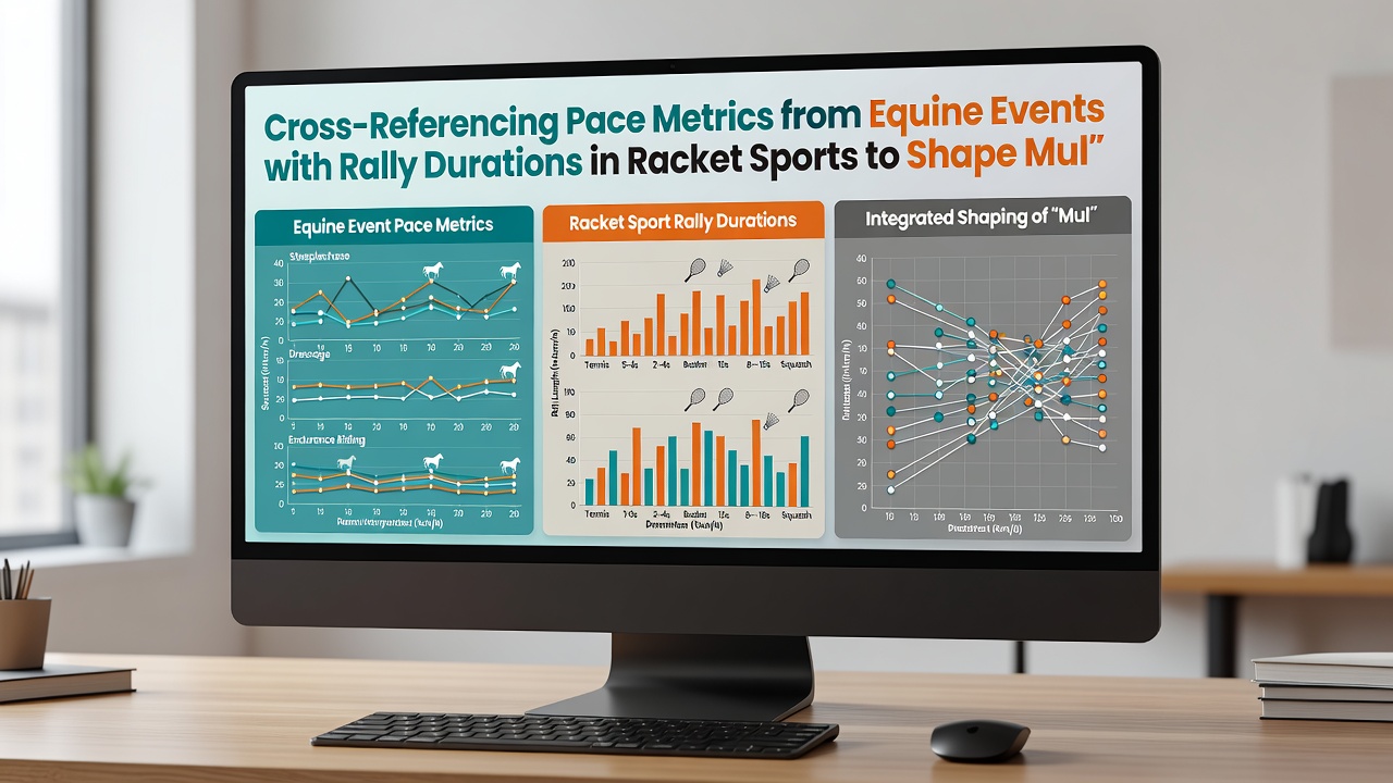 Diagram showing aligned datasets of equine sectional times and tennis rally durations feeding into multi-leg wager modeling software