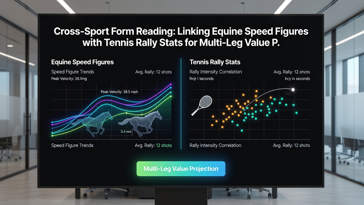Split-screen graphic comparing horse racing speed figure trends on the left with tennis rally distribution charts on the right