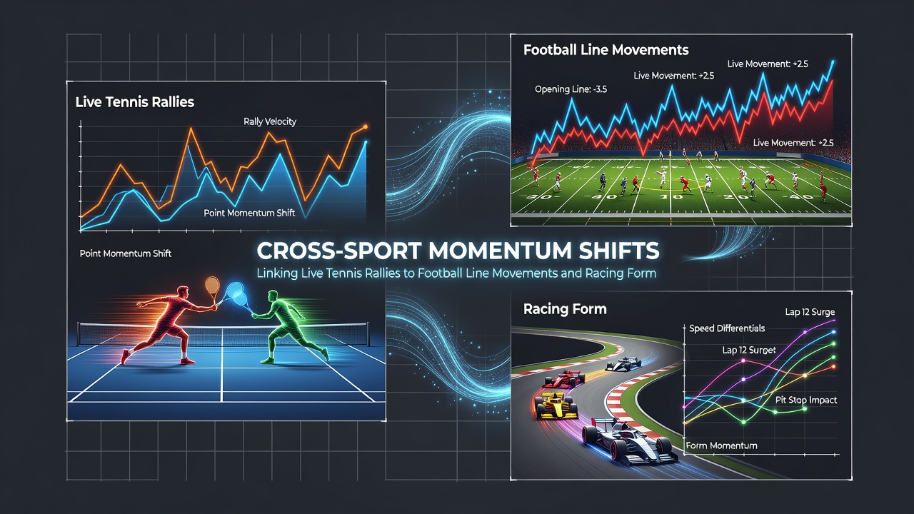 Chart showing connections between live tennis data, football line movements, and racing form updates for multi-bet strategies