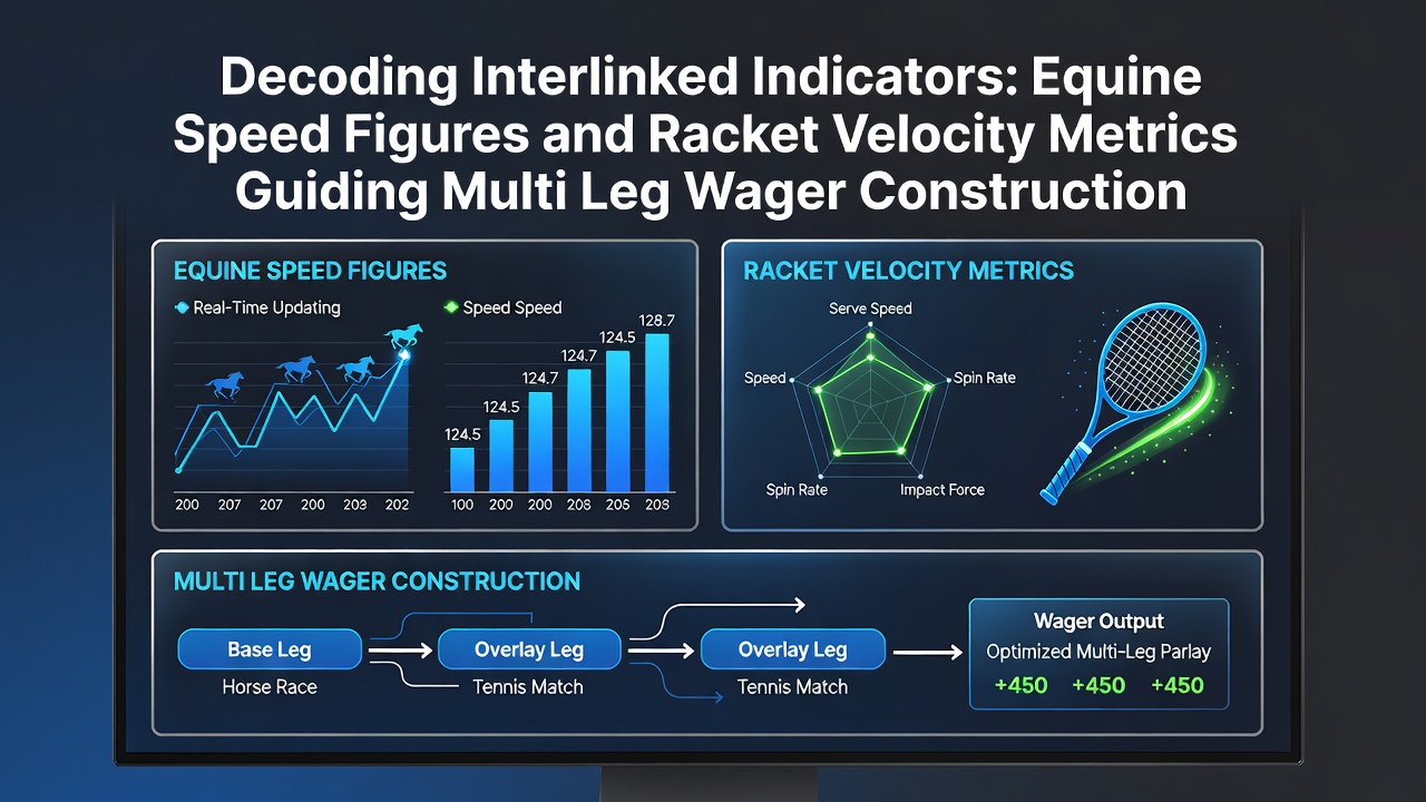 Graphical representation of equine speed figures overlaid with tennis racket velocity data points used in multi-leg wager analysis