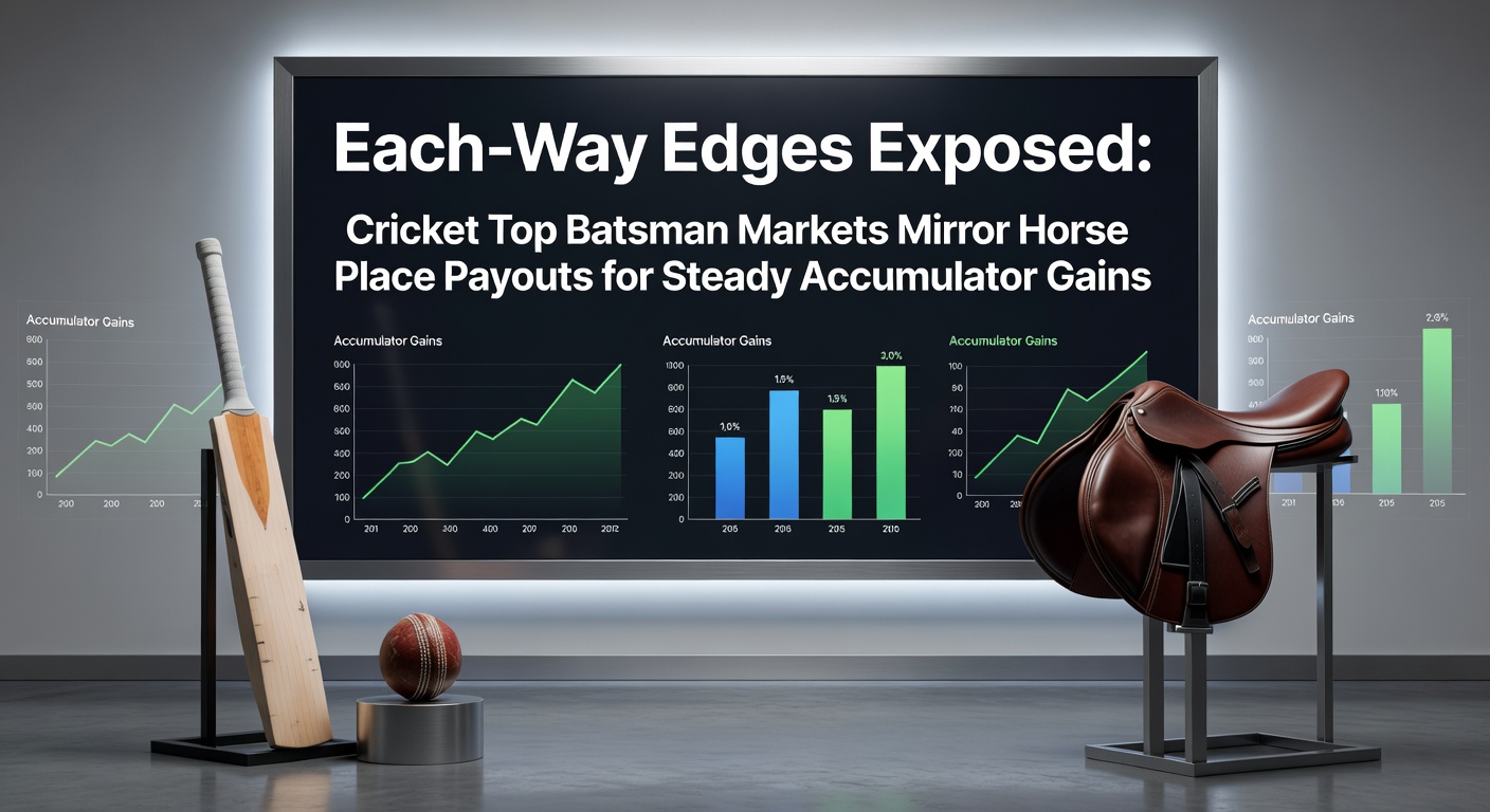 Cricket batsman driving a shot while horse racing in background highlights each-way betting similarities