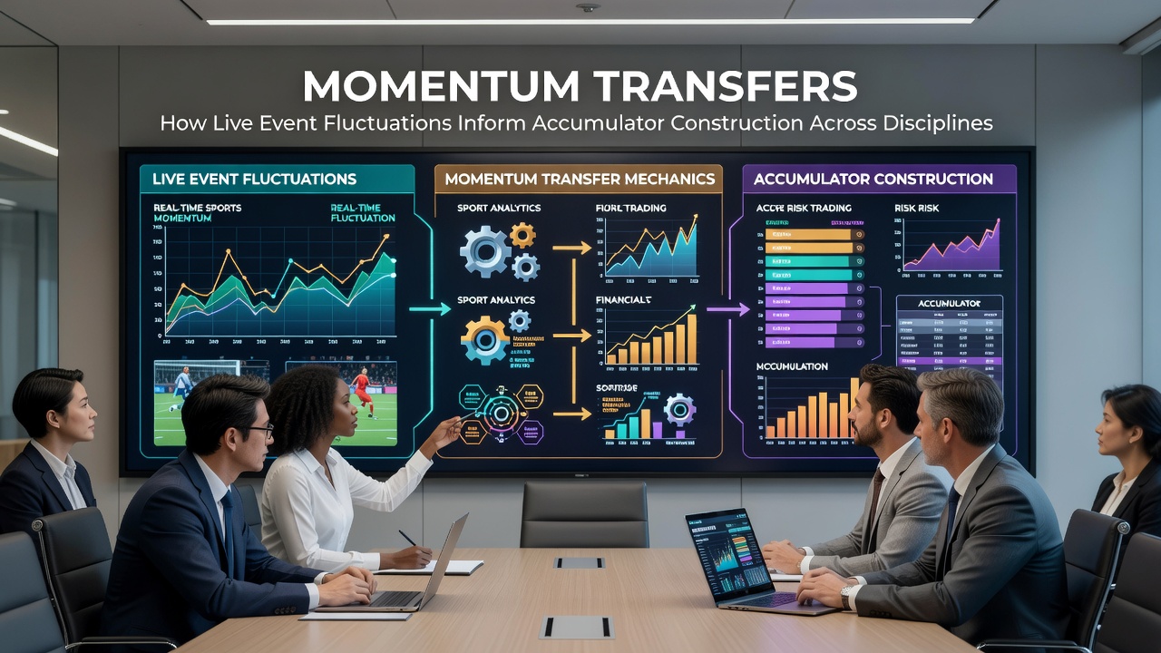 Accumulator construction interface displaying live tennis momentum indicators alongside soccer and racing selections