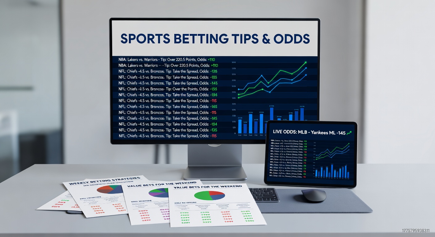 Close-up of a bettor analyzing stats on a tablet amid NBA playoff highlights and golf odds for the Masters