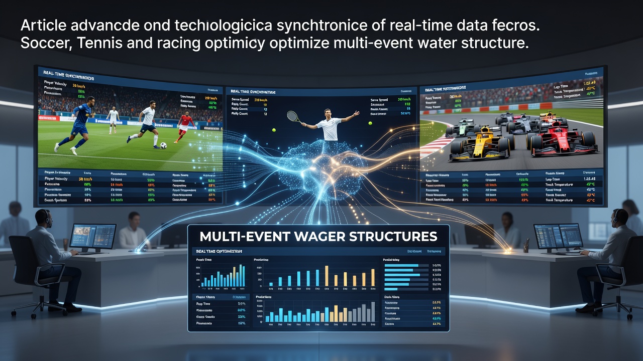 Real-time data synchronization interface displaying soccer tennis and racing feeds side by side