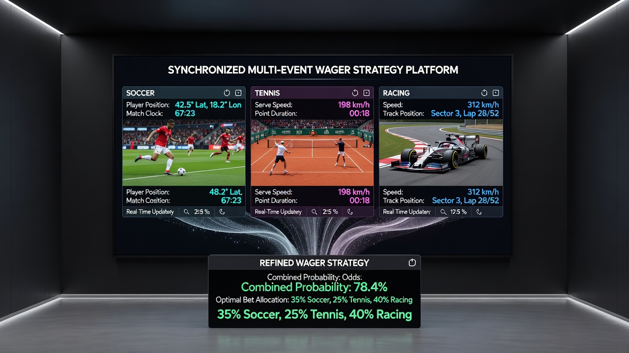 Dashboard view showing synchronized live odds for soccer tennis and horse racing events