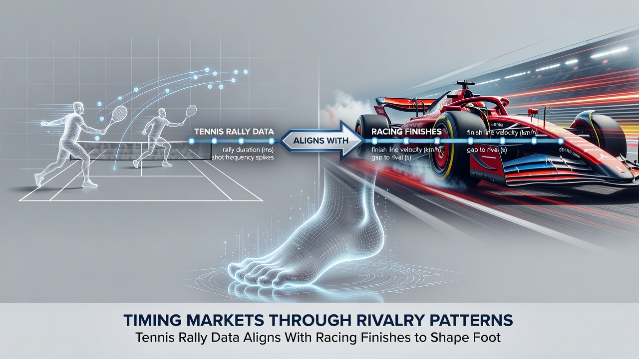 Chart overlaying tennis rally duration statistics with racing finish margins and corresponding football multi selection performance